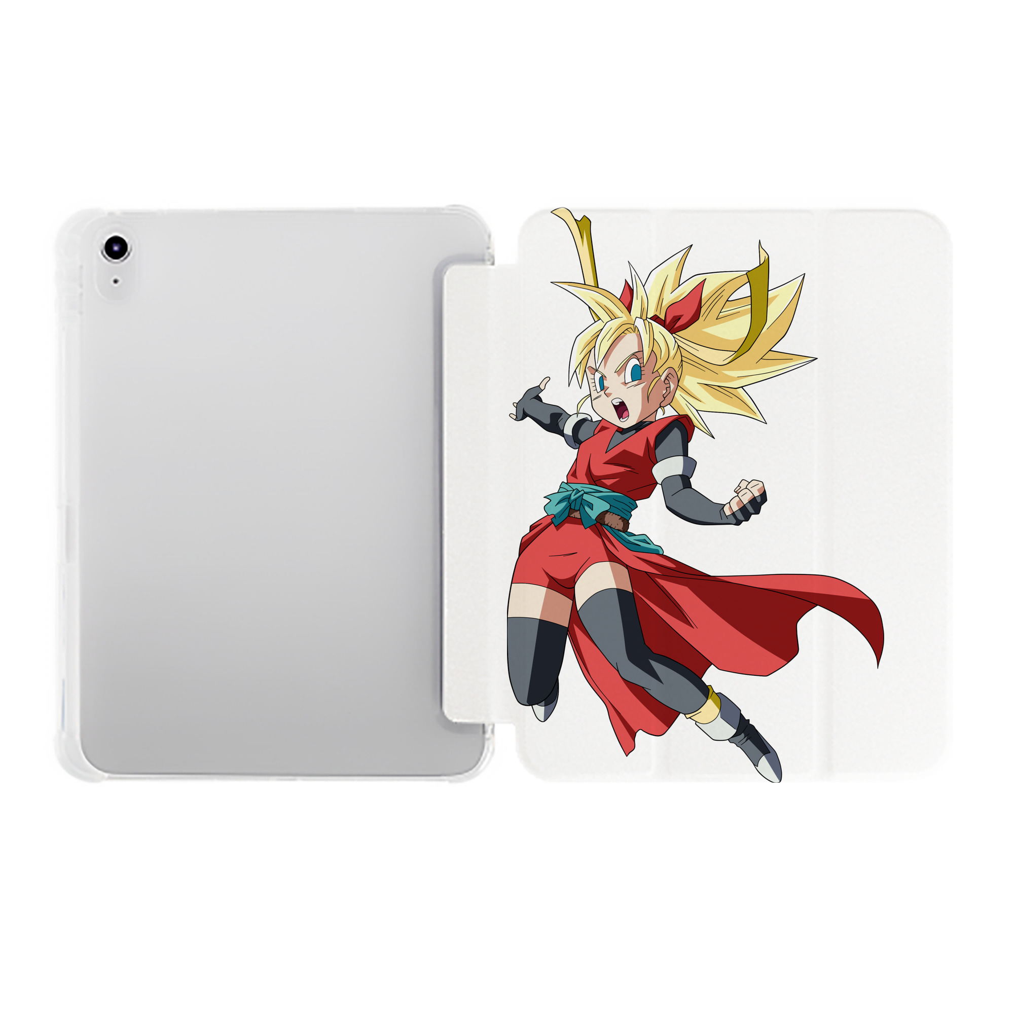 （画像用） ドラゴンボール カリフラ DRAGON BALL Caulifla IPad ケース ペン収納付き 三つ折りスタンド PUレザー×シリコン 対応機種9.5/10.5/10.9インチ